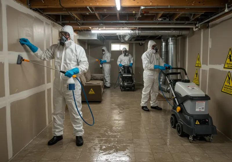 Basement Moisture Removal and Structural Drying process in East Spencer, NC